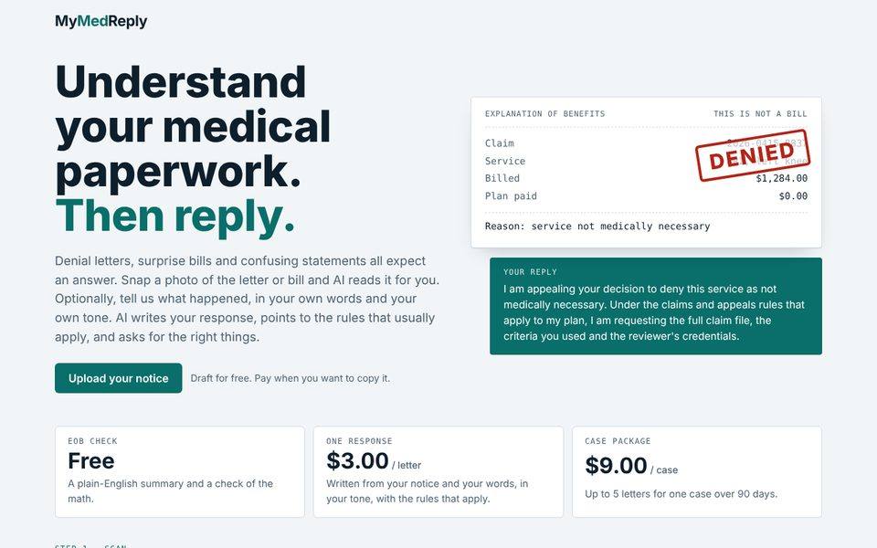 mymedreply home page